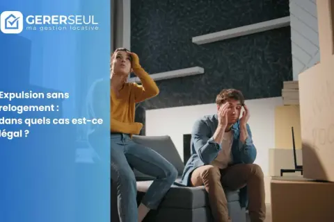 Couple stressé, entouré de cartons. La question de l'expulsion sans relogement est soulevée.