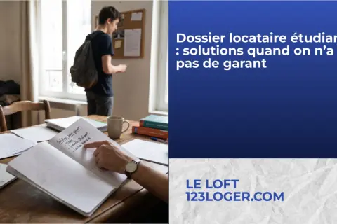 Étudiant cherchant à trouver un logement sans emploi ni garant. Le texte liste des solutions comme Visale ou une caution bancaire.