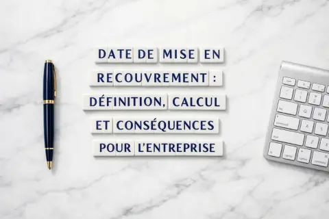La date de mise en recouvrement : définition, calcul et conséquences pour l'entreprise. Un stylo et un clavier sont présents.