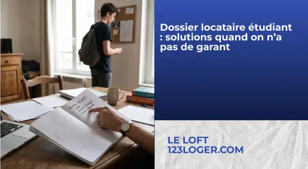 Étudiant cherchant à trouver un logement sans emploi ni garant. Le texte liste des solutions comme Visale ou une caution bancaire.