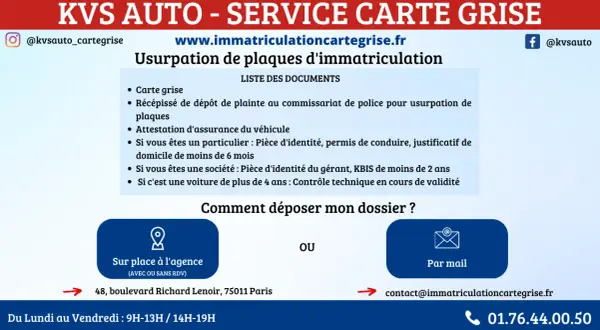 Usurpation de plaques : dépôt de plainte au commissariat, carte grise, attestation d'assurance. Comment déposer votre dossier ?